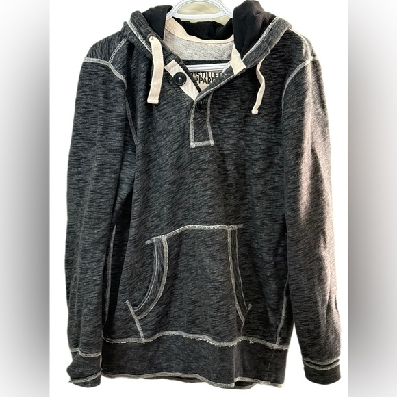 Gray Pullover Hoodie with Vintage Stitching - Picture 1 of 5